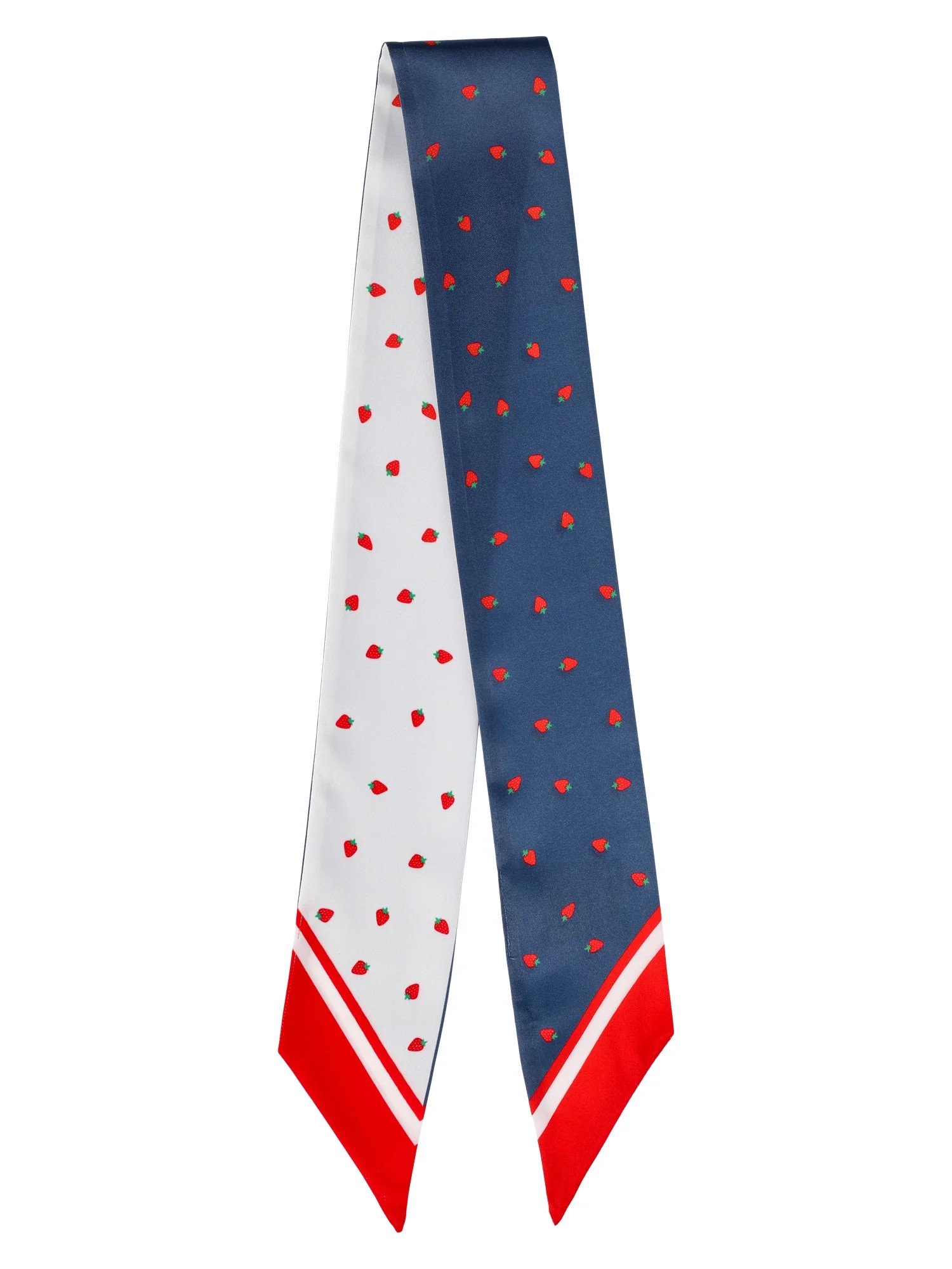 No Boundaries Women's Skinny Scarf Wrap, Navy Strawberry Dot, Fashion Accessory | Walmart (US)