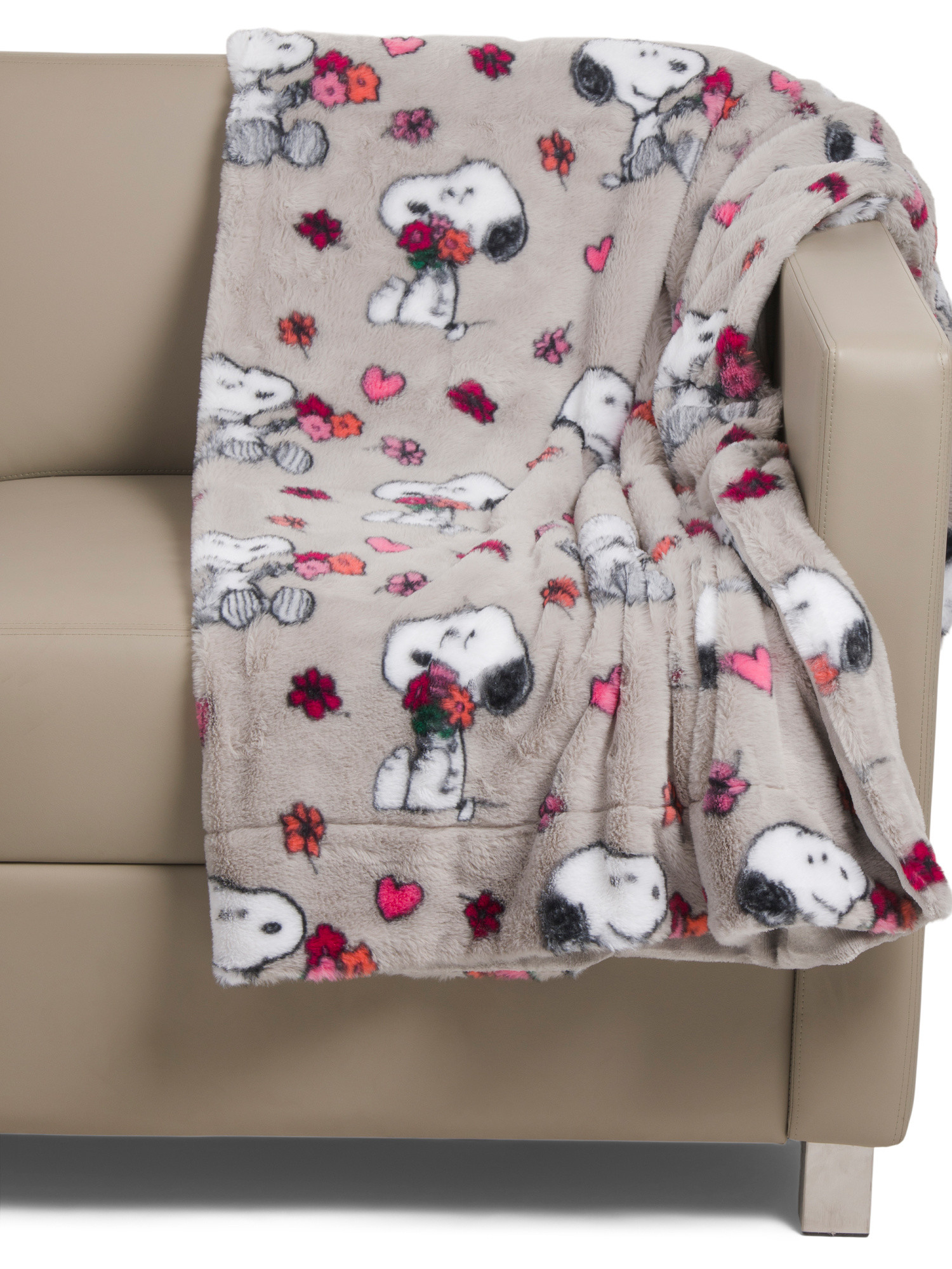 60x70 Oversized Faux Fur Snoopy Love Blooms Throw | Valentine's Day | Marshalls | Marshalls