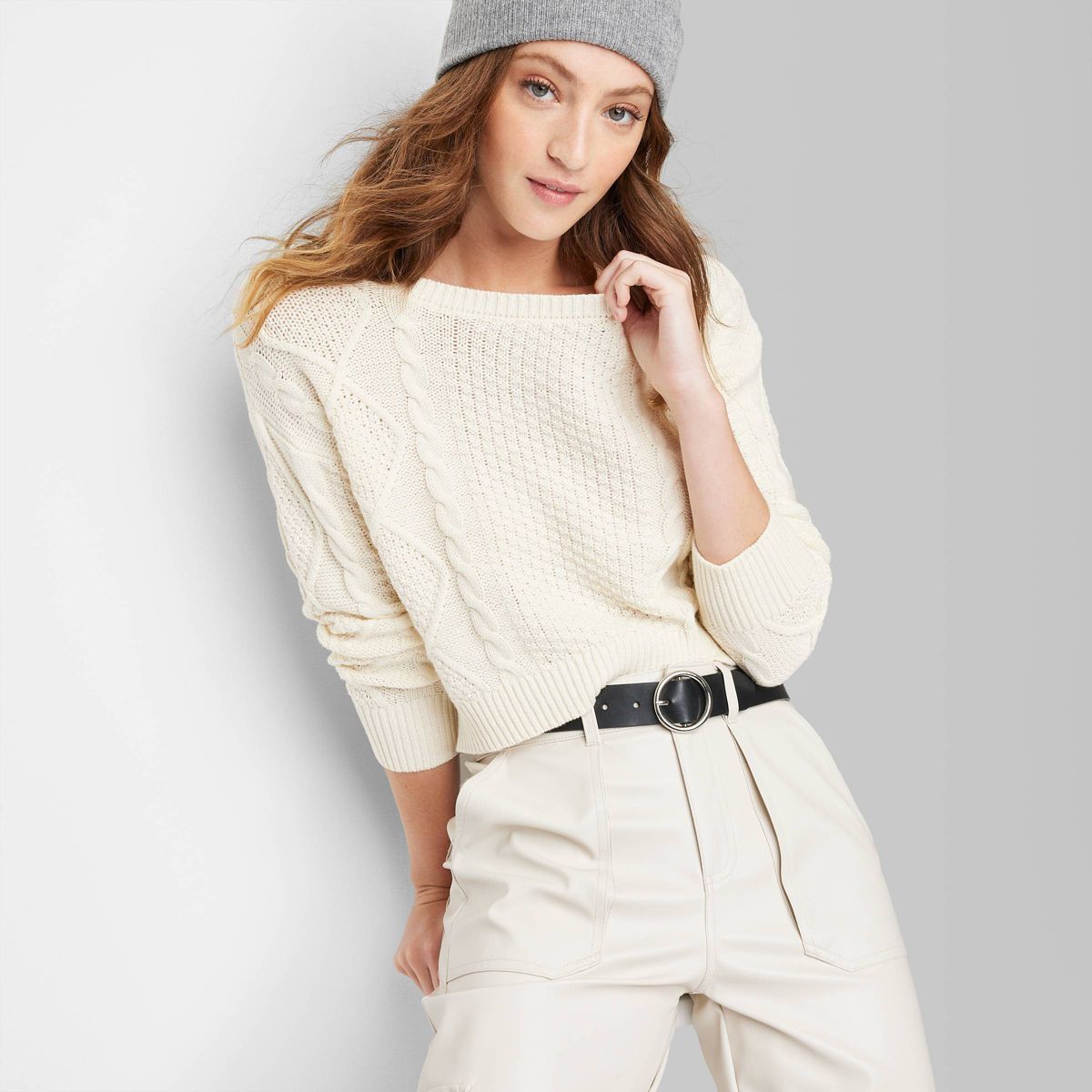 Women's Cropped Cable Pullover - Wild Fable™ | Target