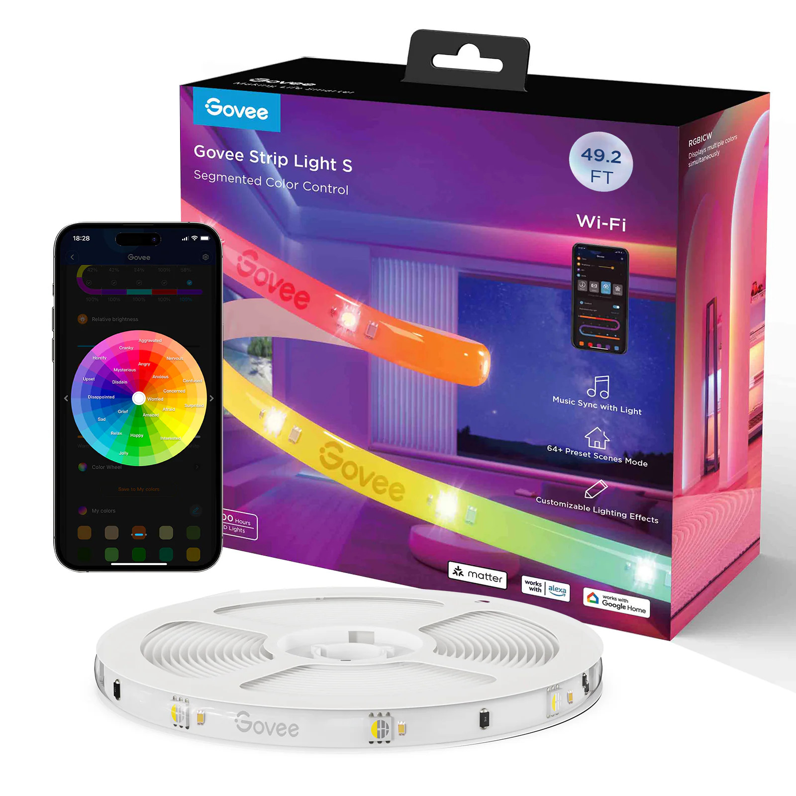 Govee Indoor 49.2-ft LED Strip Light one_size in White | H612DAD1 | Lowe's