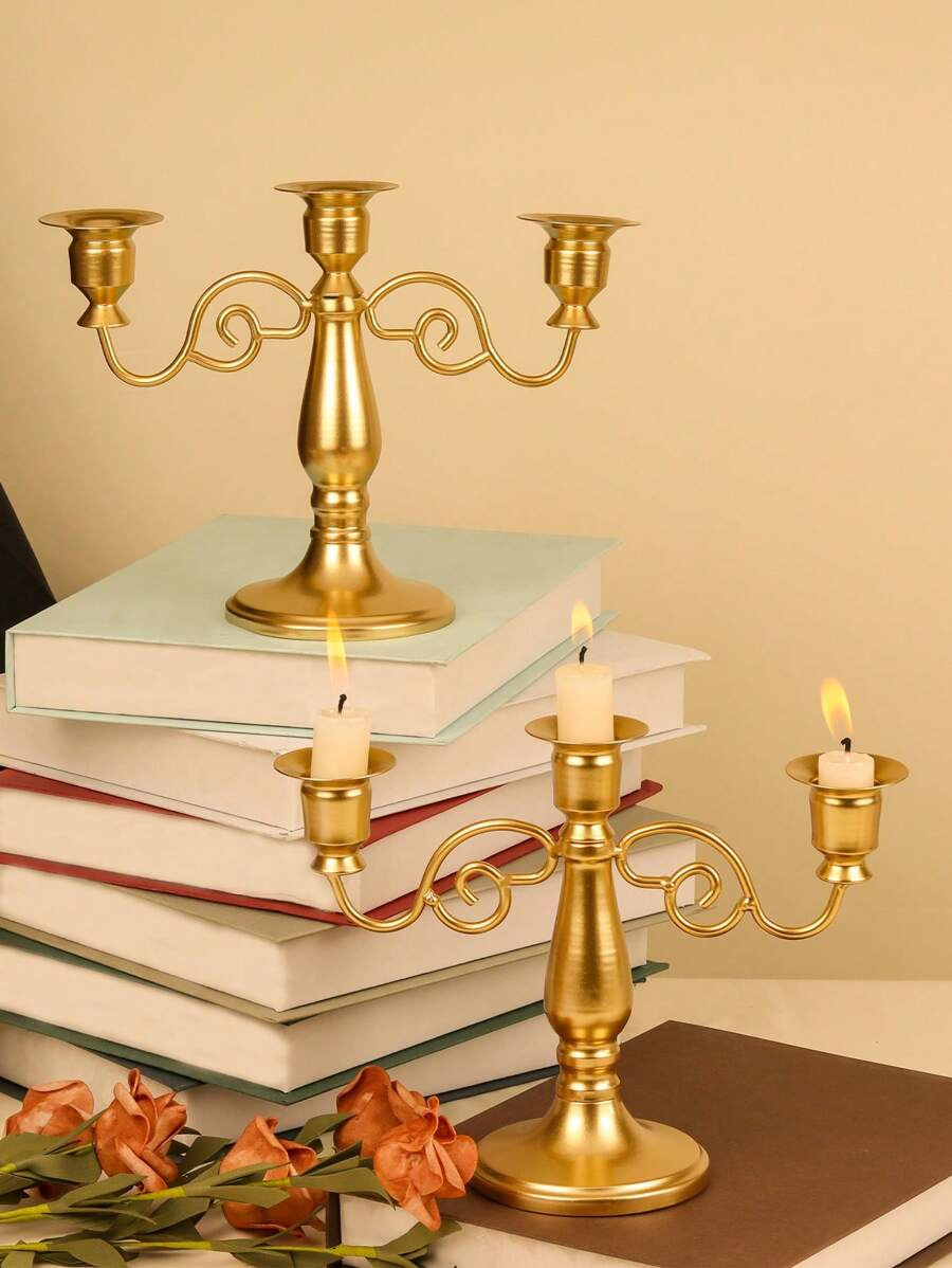 1Pc/1Set Retro Three Headed Metal Candle Holders/Candlestick Holders,Minimalism Creative Wrought ... | SHEIN