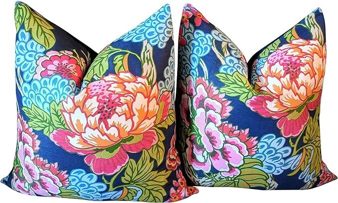 MangGou Pillow Cover Floral Pillow Bright and Cheery Pillows Chinoiserie Style Home Decorative Cu... | Amazon (US)