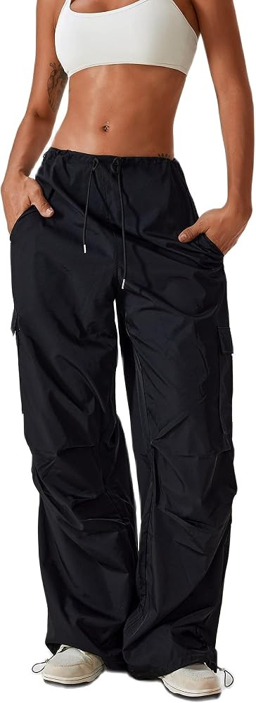 HerGymClothing Womens Cargo Pants with 6 Pockets, Adjustable Cinch Bottom Parachute Pants, Drawst... | Amazon (US)