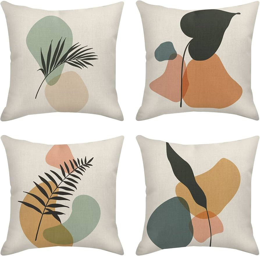 Throw Pillow Covers Home Decor Set of 4 Pillow Cases Decorative 18 x 18 Inches Outdoor Cushion Co... | Amazon (US)