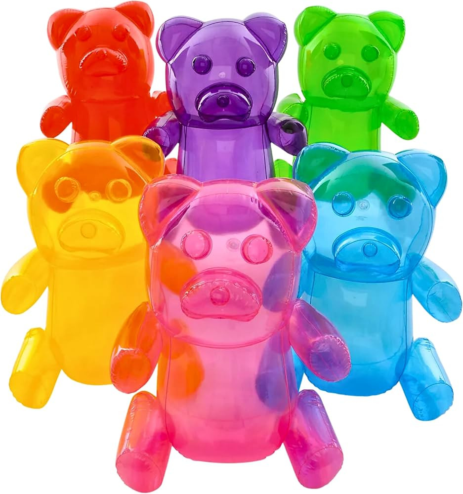 6 Pack Inflatable Gummy Bears Huge 24" - Great for Party Decorations, Unique Blow Up Pool Toys fo... | Amazon (US)