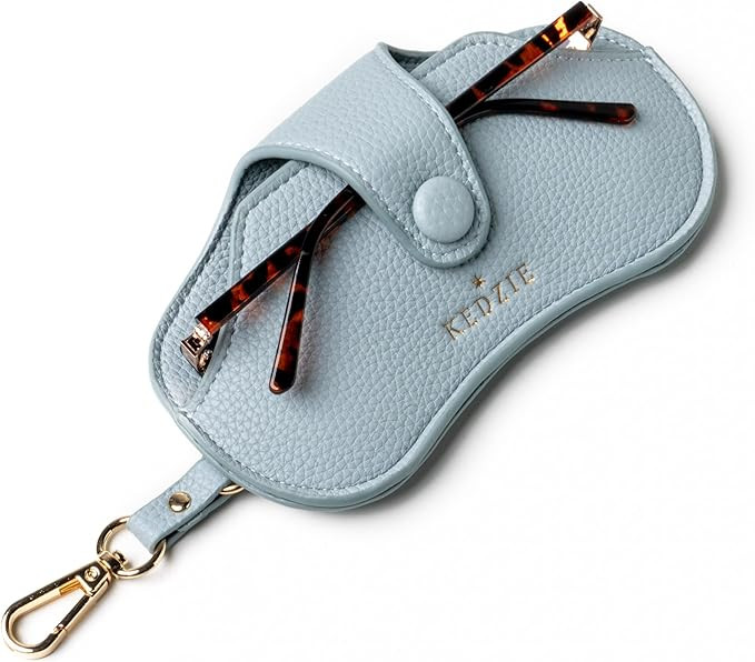 KEDZIE Eclipse Eyewear Case Unisex Vegan Leather Eyeglass Case Pouch with Snap Closure | Amazon (US)