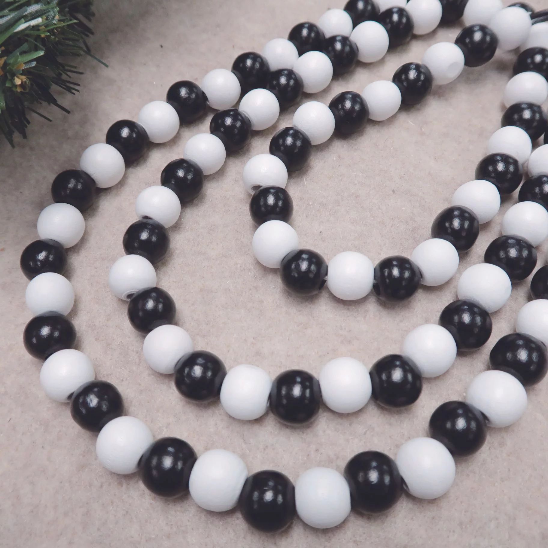 Holiday Time S/2 12ft Black/white Wood Beads Garland | Walmart (US)