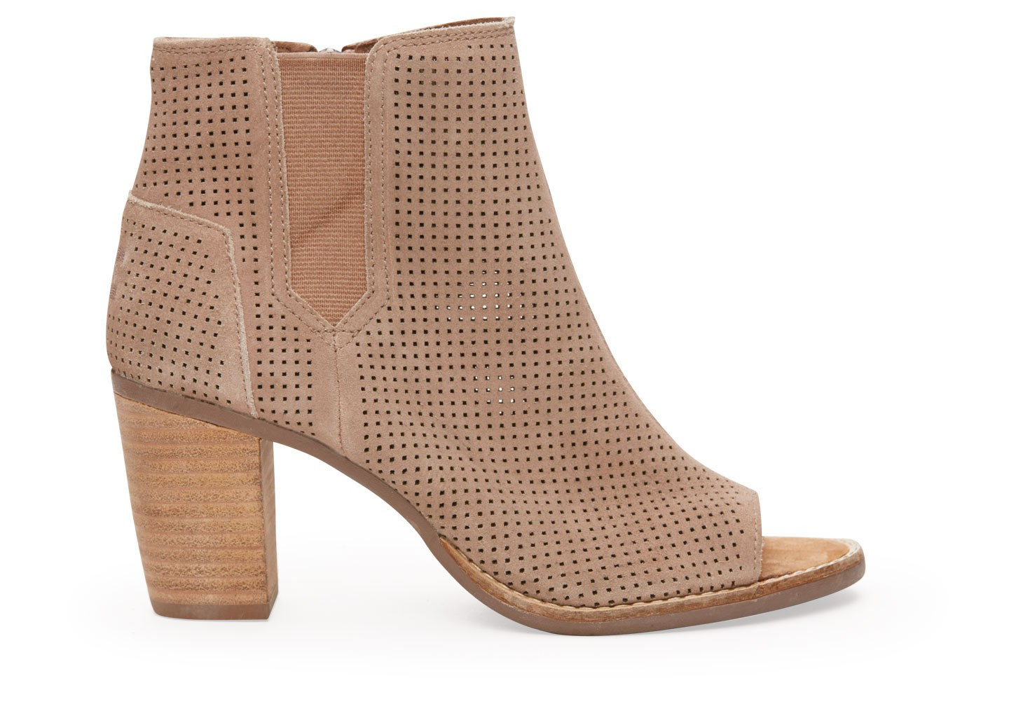 Stucco Suede Perforated Women's Majorca Peep Toe Booties | TOMS (US)