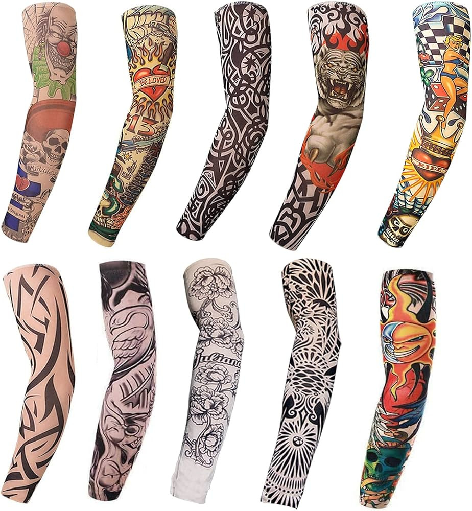 Tattoo Arm Sleeves, 10 Pack Cool Body Arts Fake Temporary Tattoo For Men And Women, Tattoo Sleeve... | Amazon (US)