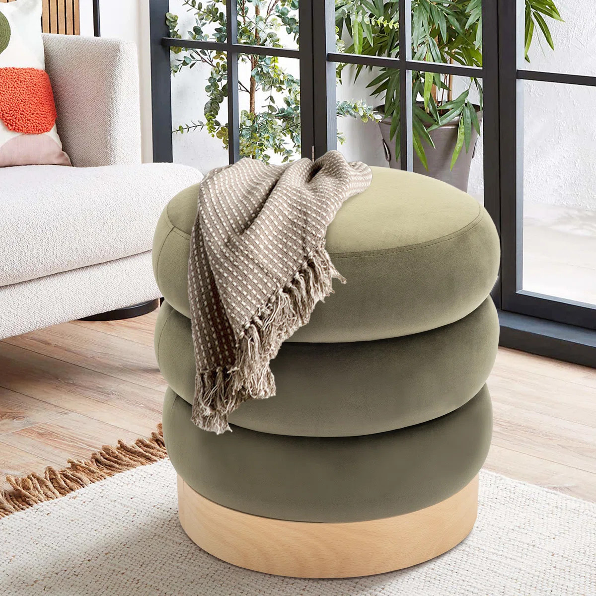 Carra 18'' Wide Round Upholstered Pouf Ottoman | Wayfair North America