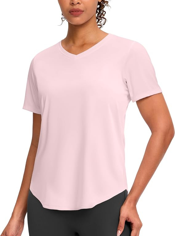 Womens Workout Shirts V-Neck Short Sleeve UPF 50+ Sun Shirt Moisture Wicking Dry Fit Top for Gym,... | Amazon (US)