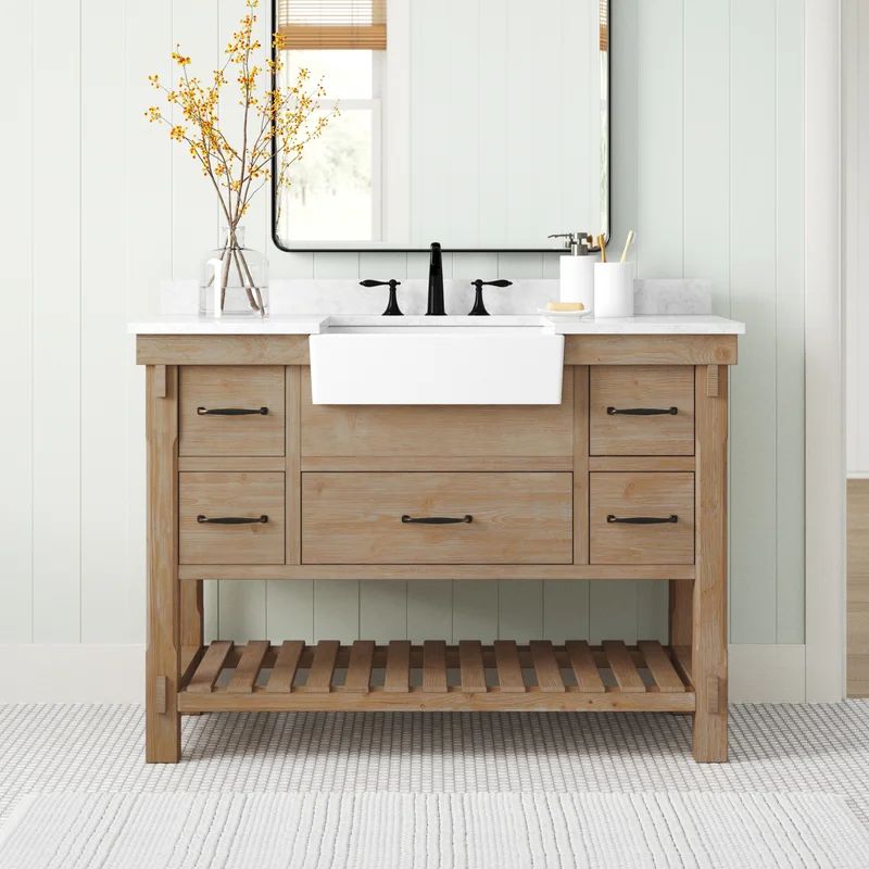 Giuliana 48'' Free-standing Single Bathroom Vanity with Carrara Marble Vanity Top | Wayfair North America