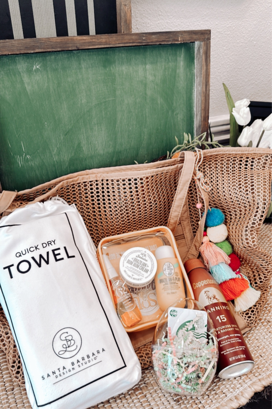 Gift Idea! Use the beach tote as the Easter basket & fill it full of fun. Omit the Easter egg & this is a great Birthday or Mother’s Day gift idea. This adorable RESERVED towel comes in 2 different styles. Quick dry which is like a dry fit fabric & it comes in velour fabric. It is perfect to hold your spot at the pool or beach. Happy Gifting🖤

#LTKSeasonal #LTKparties #LTKtravel