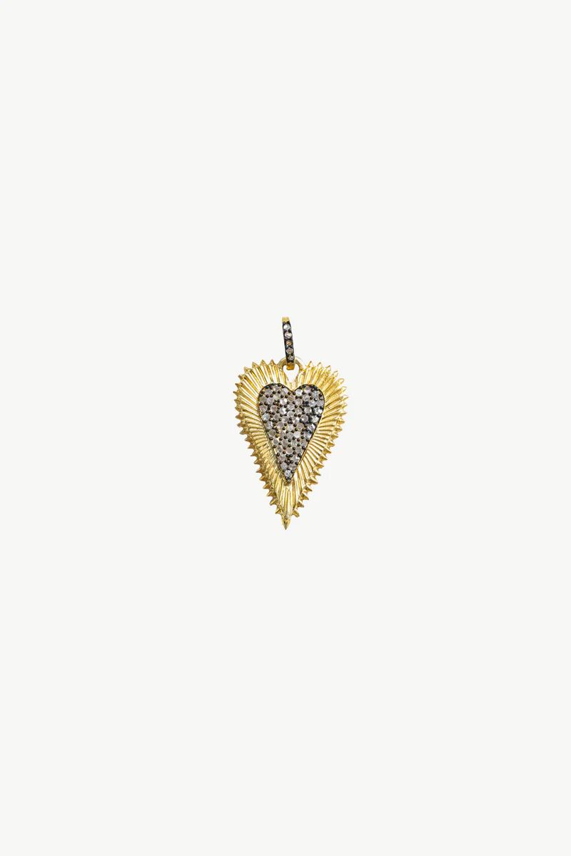Two Tone Fluted Heart Charm | Harvest Jewels