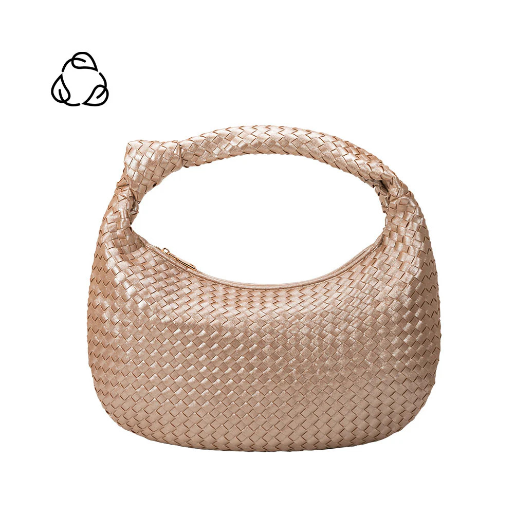 Brigitte Champagne Large Recycled Vegan Shoulder Bag | Melie Bianco