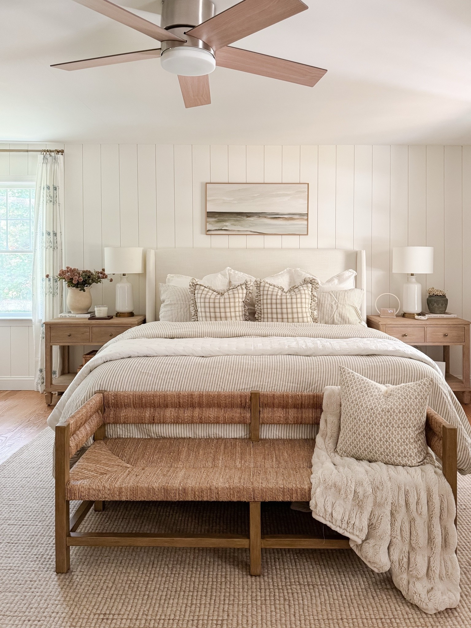 A cozy and welcoming coastal bedroom 🤍 This bedding has the prettiest striped  pattern—and it’s such a great price point! It comes in several color options and washes well.

#LTKHome