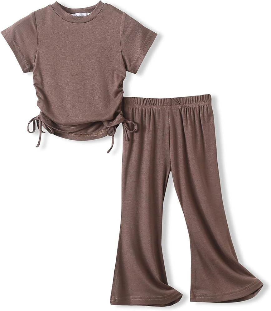 Amazon.com: ACESTAR Toddler Baby Girls Clothes Set 2 Piece Summer Outfits Solid Short Sleeve T-Sh... | Amazon (US)