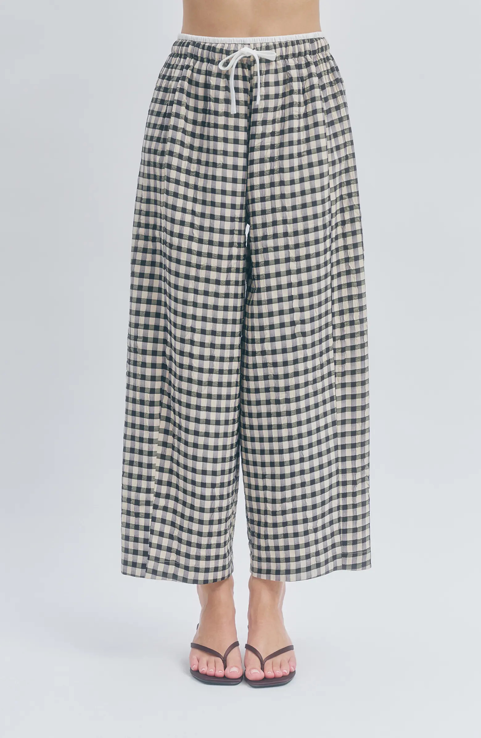MAUDE CLUB Ari Gingham Ankle Wide Leg Pants | Nordstrom | Nordstrom