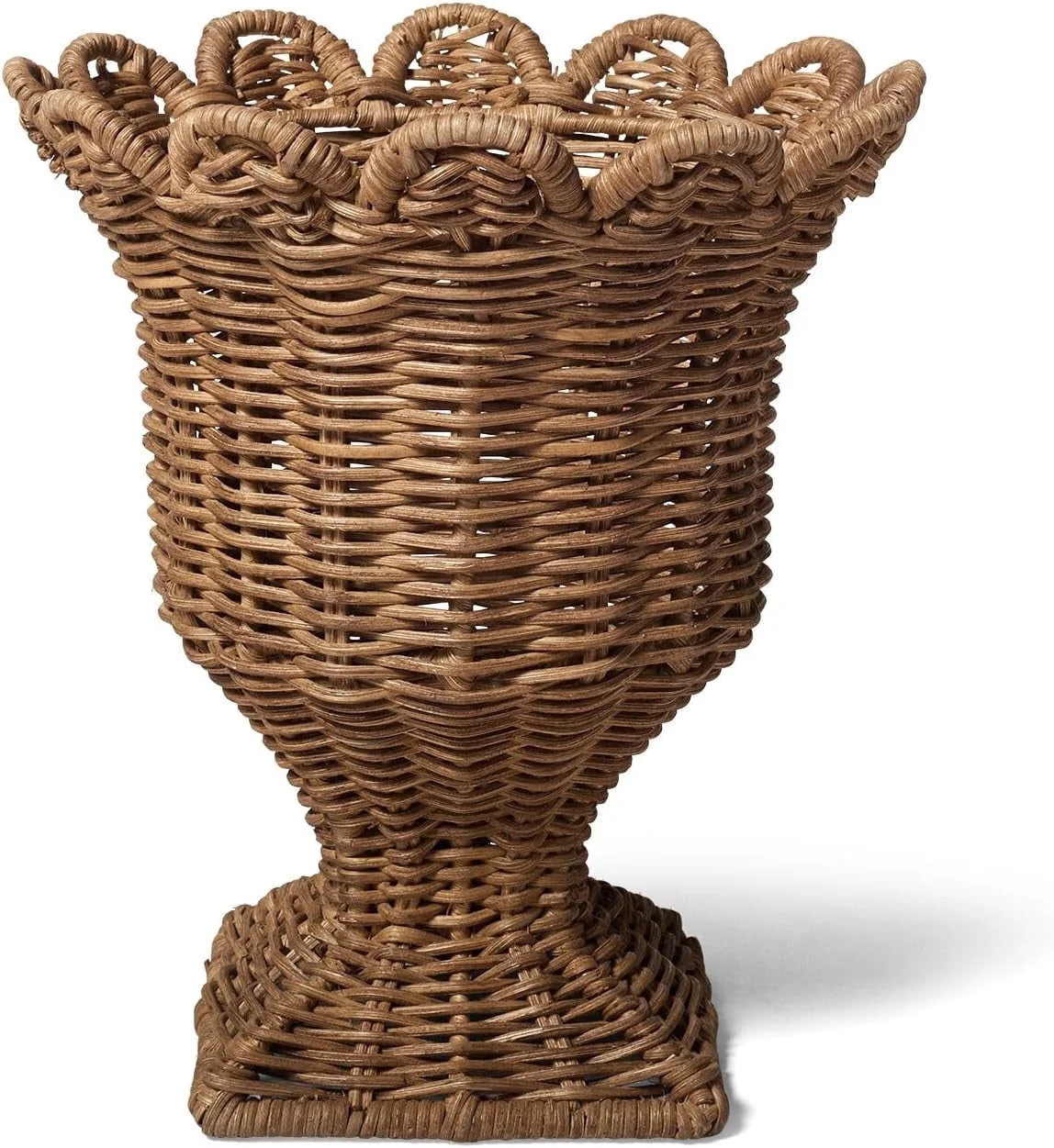 14" Handwoven Rattan Scallop Vase, Decorative Wicker Flower Vase with Woven Texture, Modern Farmh... | Walmart (US)