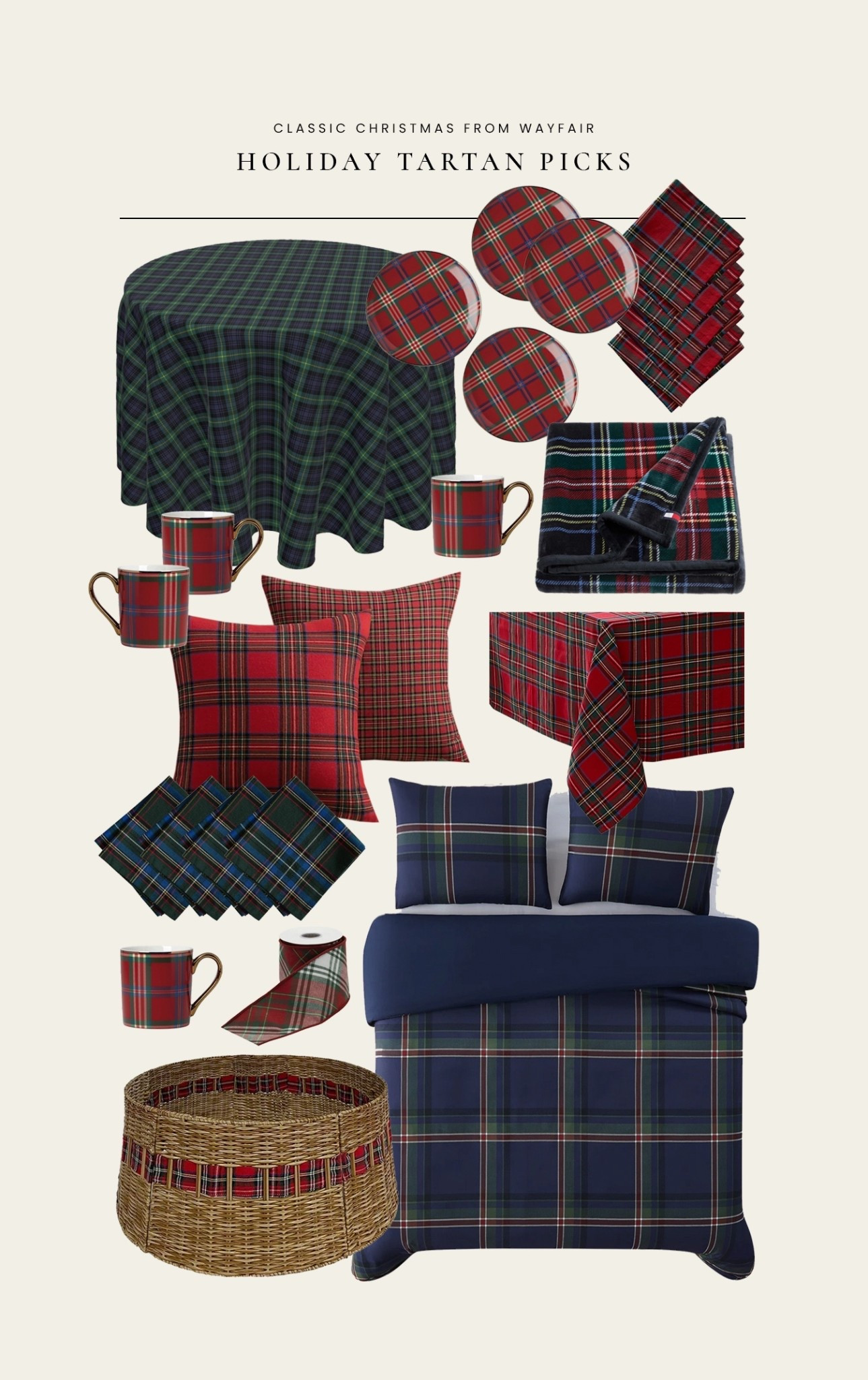 Classic tartan and plaid holiday essentials for a traditional and timeless Christmas aesthetic! These are all budget friendly from @wayfair 

#Ad #Wayfair #WayfairPartner 

#LTKGiftGuide #LTKHome #LTKHoliday