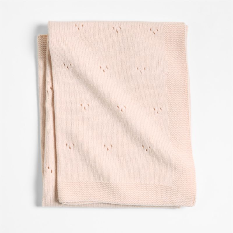 Pointelle Knit Elegant Pink Baby Stroller Blanket + Reviews | Crate & Kids | Crate & Barrel