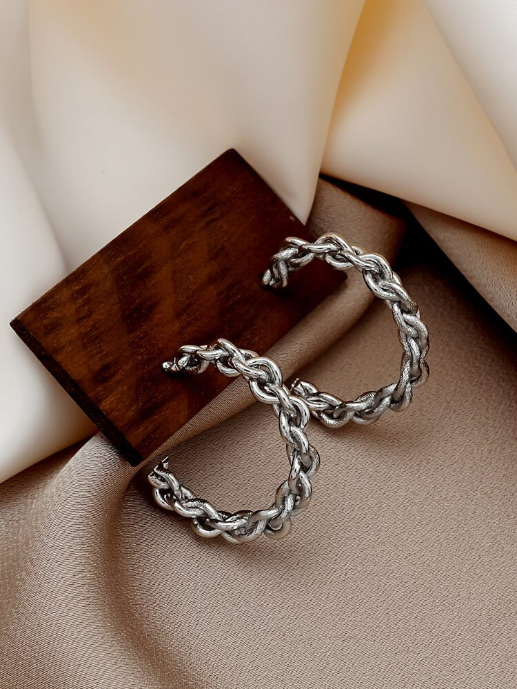 Chain Design Cuff Hoop Earrings | SHEIN
