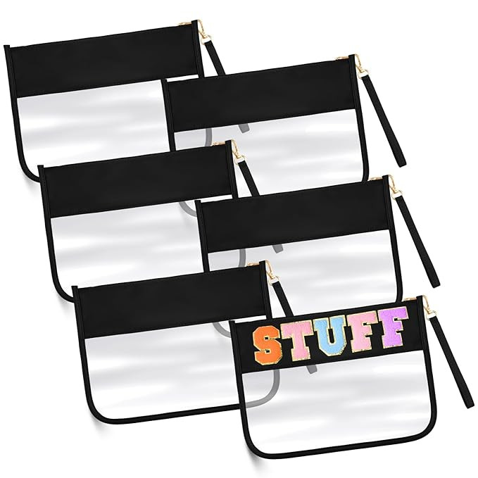 Paterr 6 Pieces Clear Makeup Bags Flat Preppy Clear Zipper Pouches DIY Clear Cosmetic Bags with Z... | Amazon (US)