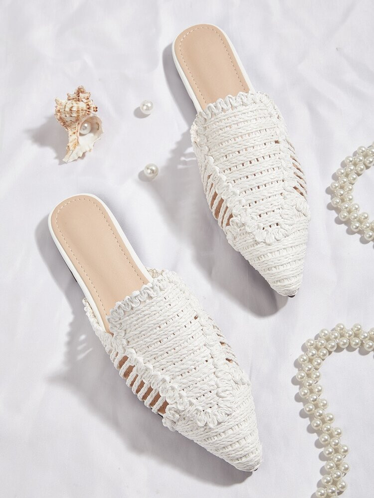 New
     
      Cut Out Point Toe Flat Mules | SHEIN