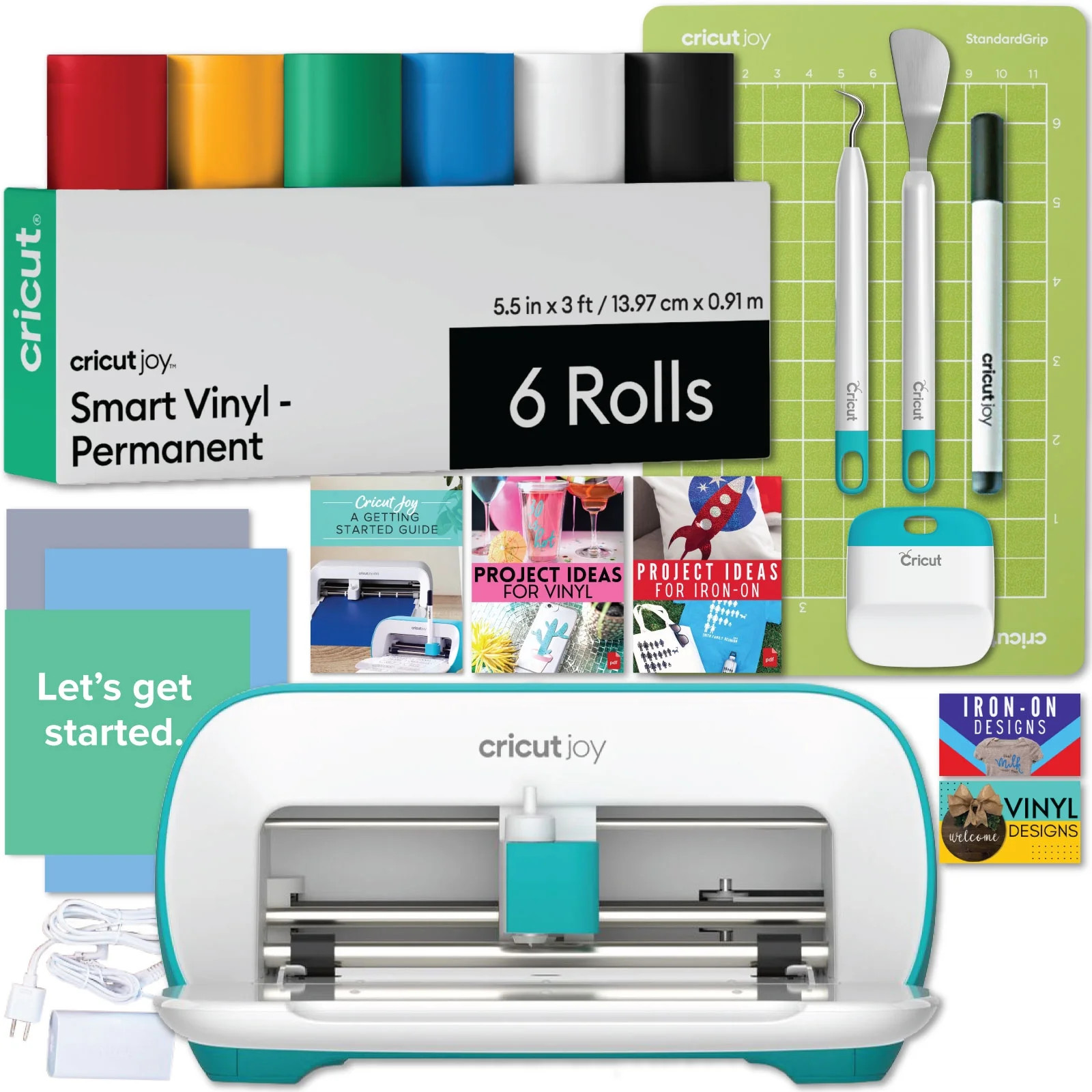 Cricut Joy Corded Electric Die-Cutting Machine with Rainbow Smart Vinyl Rolls Beginner Bundle | Walmart (US)