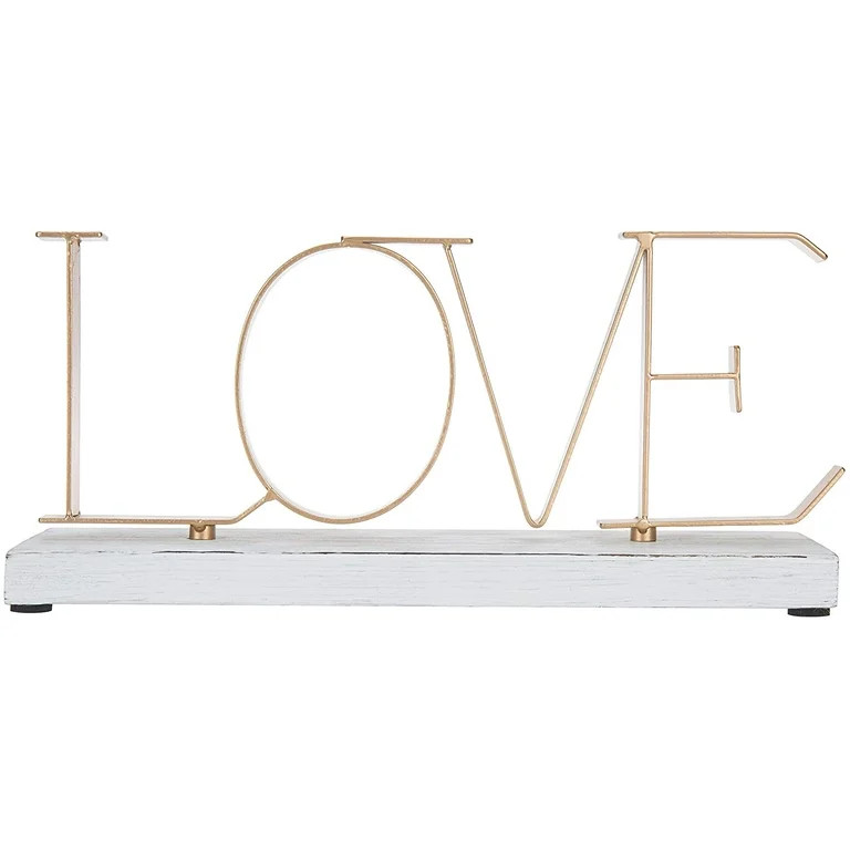 MyGift Love Metal Letter Sign with Whitewashed Wood Base - Walmart.com | Walmart (US)