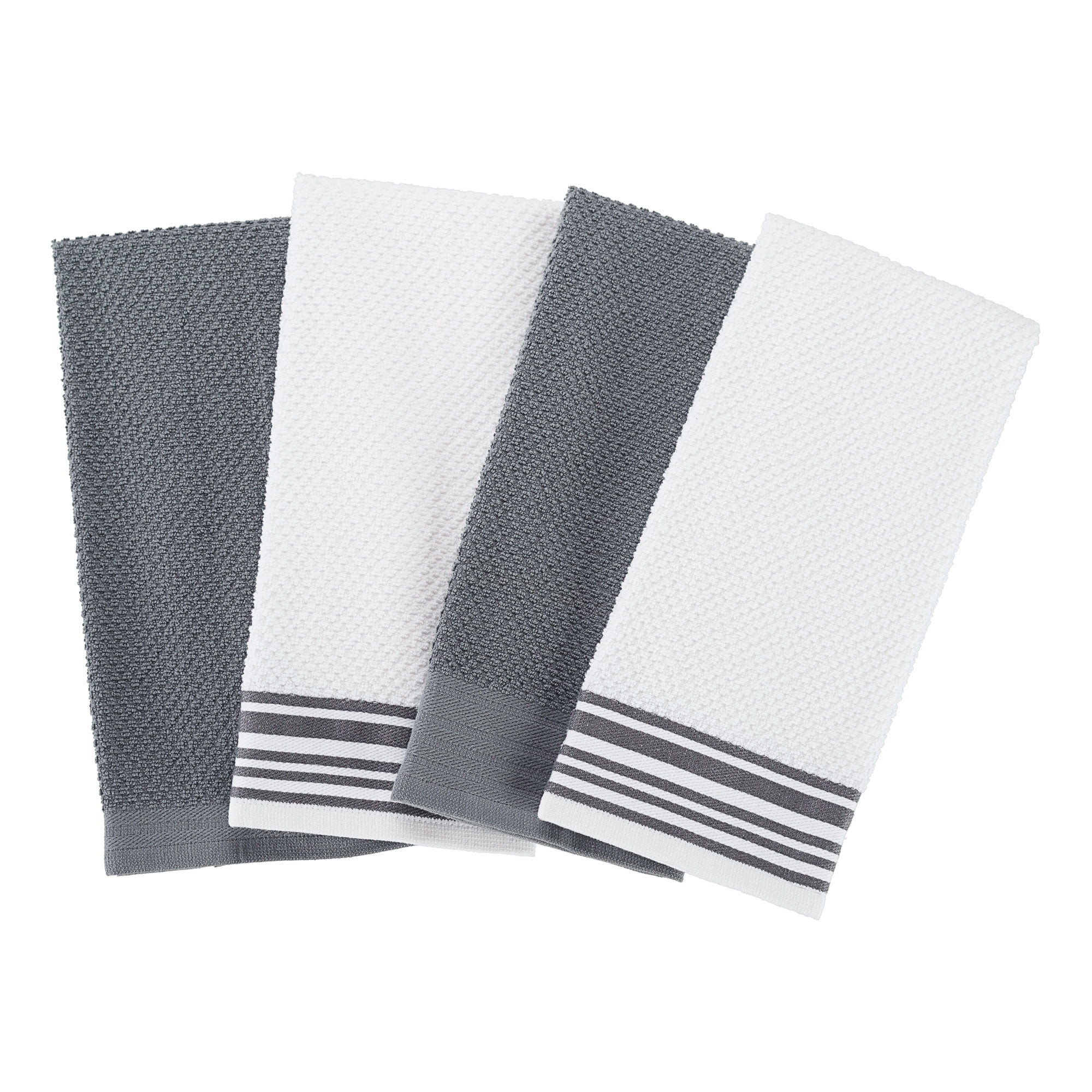 Mainstays 4-Pack 16”x26” Woven Kitchen Towel Set, Grey Flannel - Walmart.com | Walmart (US)
