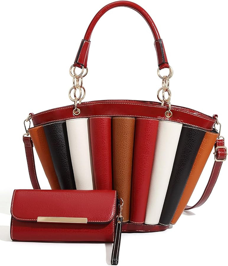 Women's Colorblock Handbag, Striped Design, Lady Totebag for women Large Capacity 2025 new in cro... | Amazon (US)