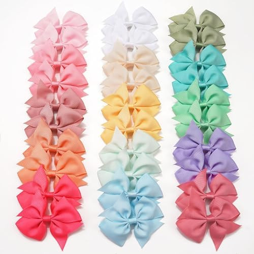 30PCS Girls' Hair Accessories, 15 Colors Grosgrain Ribbon 3.5-inch Alligator Clips, Pigtail Bows ... | Amazon (US)
