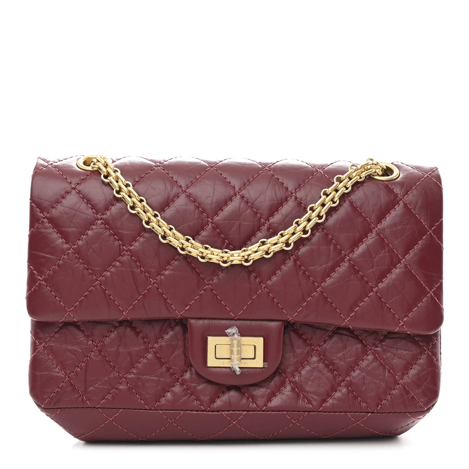 Aged Calfskin Quilted 2.55 Reissue 225 Flap Burgundy | FASHIONPHILE (US)