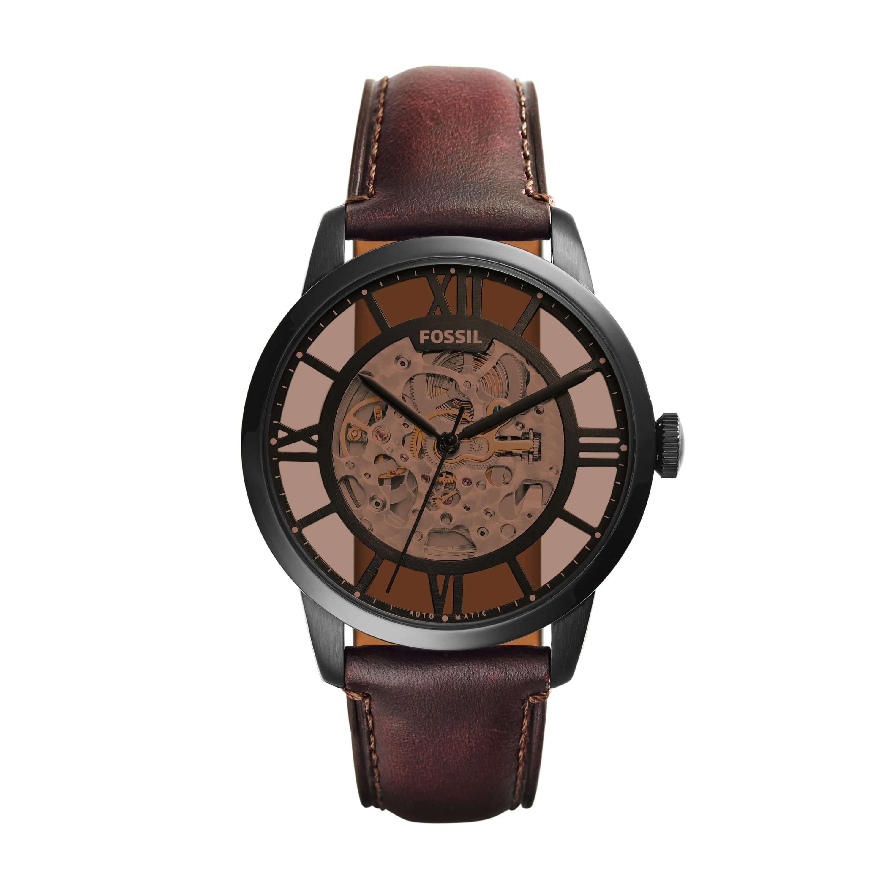 Fossil Men's Townsman Automatic Dark Brown Leather Dress Watch (Style: ME3098) - Walmart.com | Walmart (US)
