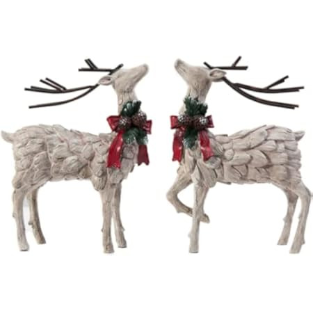 CEDAR HOME Resin Holiday Figurine Decorative Christmas Deer Tabletop Statue Decor, 2 Pack | Amazon (US)