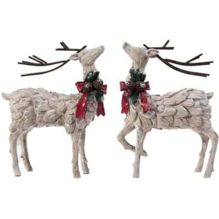 CEDAR HOME Resin Holiday Figurine Decorative Christmas Deer Tabletop Statue Decor, 2 Pack | Amazon (US)