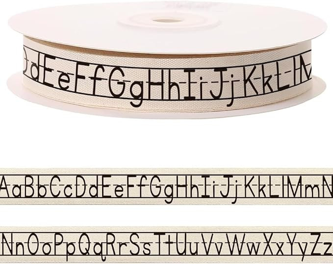 10 Yards Alphabet Letters Natural Ribbon for Crafting Sewing, 3/5 Inch Herringbone Cotton Ribbons... | Amazon (US)