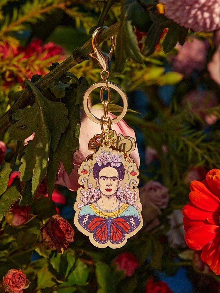 Frida Kahlo X SHEIN Floral Print Figure Charm Keychain | SHEIN