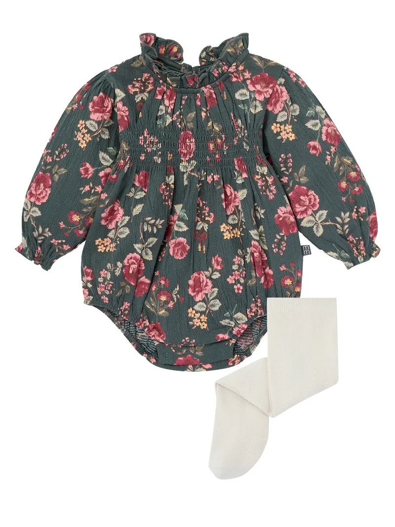 Modern Moments By Gerber Baby Girl Bubble Romper and Tights Outfit Set, 2-Piece, Sizes 0/3 Months... | Walmart (US)