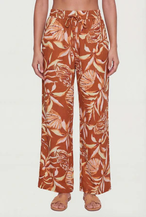 Floral Print Drawstring Waist Wide Leg Casual Pants | Rainbow Shops