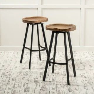 Silas Antique Pinewood Swivel Barstool (Set of 2) by Christopher Knight Home | Bed Bath & Beyond