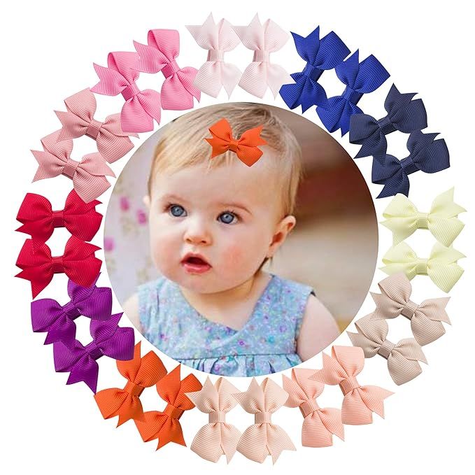 VINOBOW 24Piece 2 Inch Pigtail Pinwheel Hair Bows Girls Fully Ribbon Covered Clips For Baby Girls... | Amazon (US)