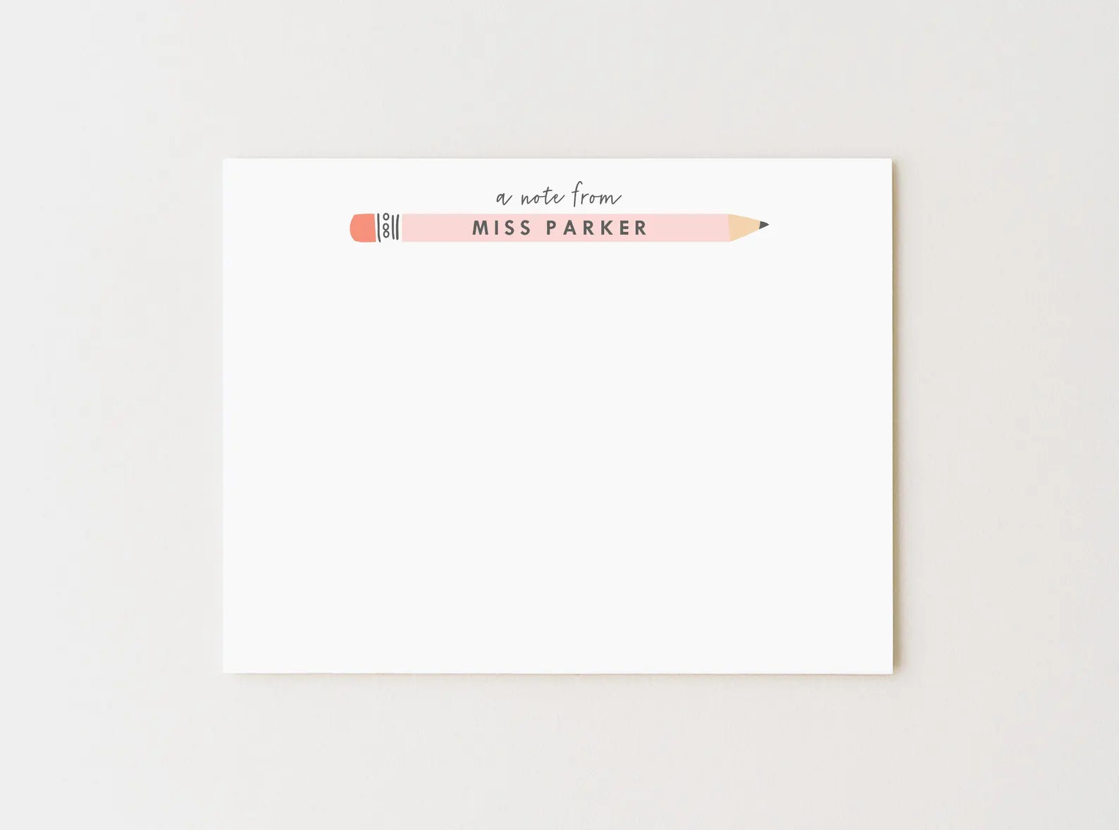 Personalized Teacher Note Card Set: Flat Stationery With Pencil Design, Teacher Gift, Teacher App... | Etsy (Global)