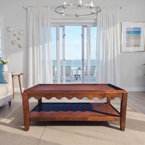 Carolina Chair & Table Scallop Coffee Table, Rectangular Mango Wood Side Table, Decorative Edge a... | Amazon (US)