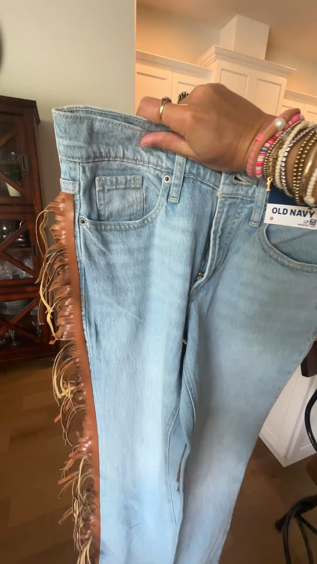 Old navy size 0 size up for a baggy fit. Mid-Rise Loose Boot-Cut Jeans
I DIY the fringe on the sides!

#LTKootd #LTKSaleAlert #LTKSeasonal