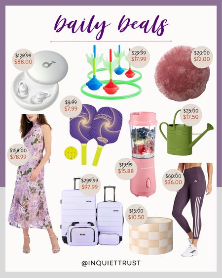Don't forget to check out today's deals: floral purple midi dress, pickleball set, fruit shaker, a minimalist luggage, an earpods, and more!
#activelifestyle #springsale #fashionfinds #homeessentials

#LTKsalealert #LTKSeasonal #LTKhome