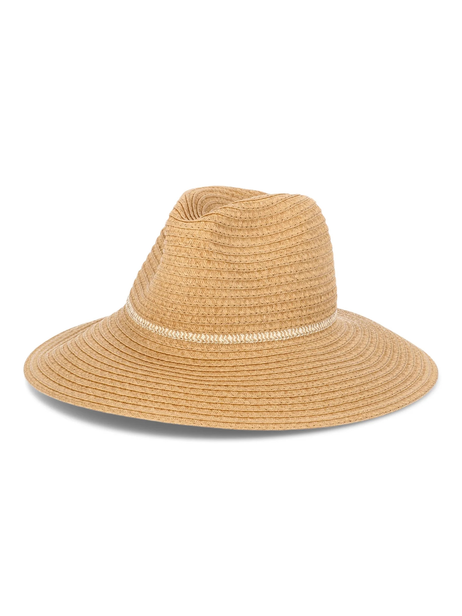 Time and Tru Women’s Wide Brim Mix Stripe Panama Hat, One Size Fits Most | Walmart (US)