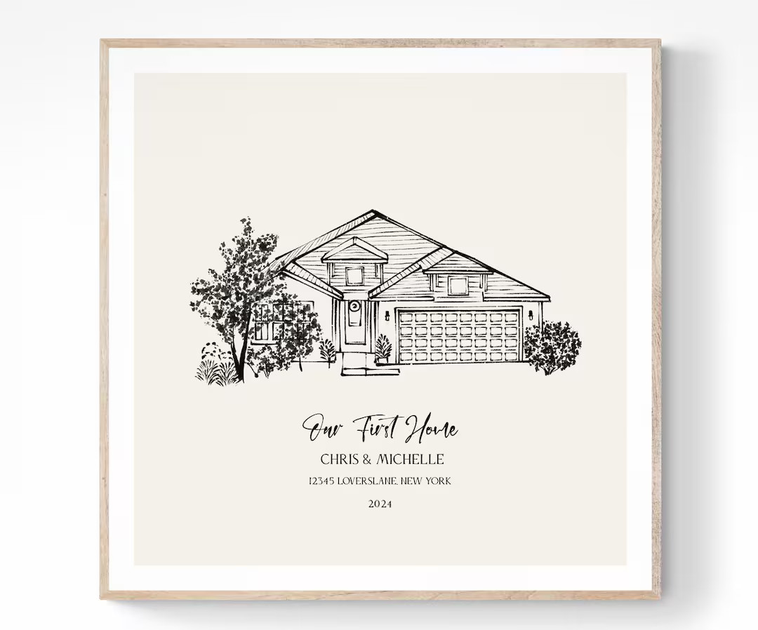 Digital Hand Drawn Custom Bespoke House Sketch, Anniversary Gift, Housewarming Present, Christmas... | Etsy (US)