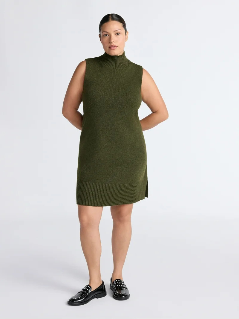 Free Assembly Women's and Women's Plus Sleeveless Sweater Mini Dress, Sizes XS-4X - Walmart.com | Walmart (US)